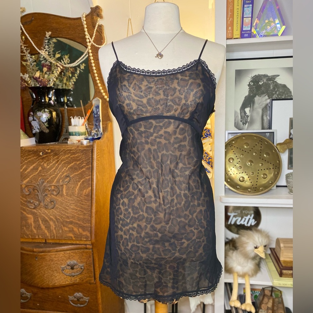 Reversible leopard slip dress